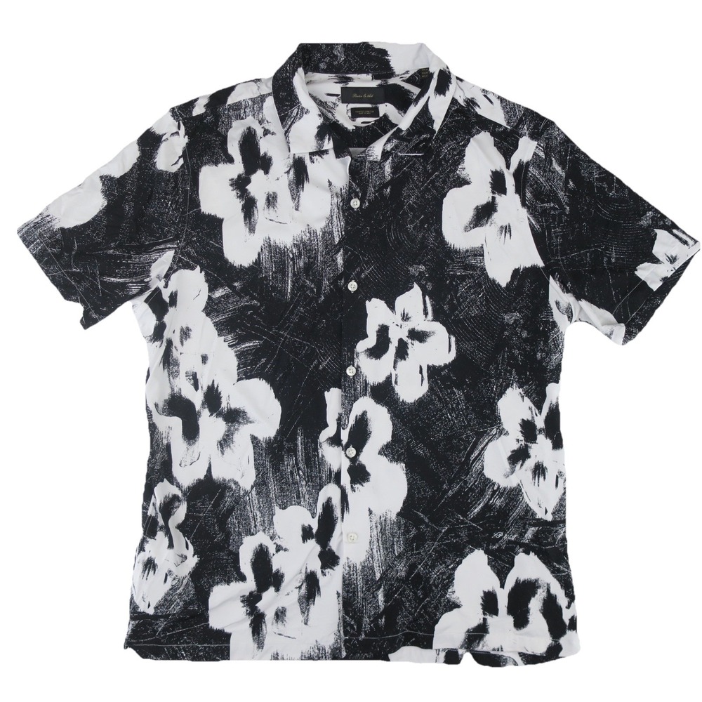 Porter & Ash Kinetic Stretch Short Sleeve Button Up‎ Shirt Mens XL Black Floral